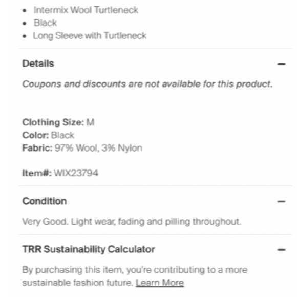 Intermix Wool Turtleneck Sweater Medium Black - Picture 4 of 4